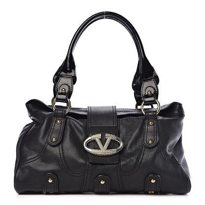 Valentino Garavani Grained Calfskin Catch Satchel Black 1 of 9