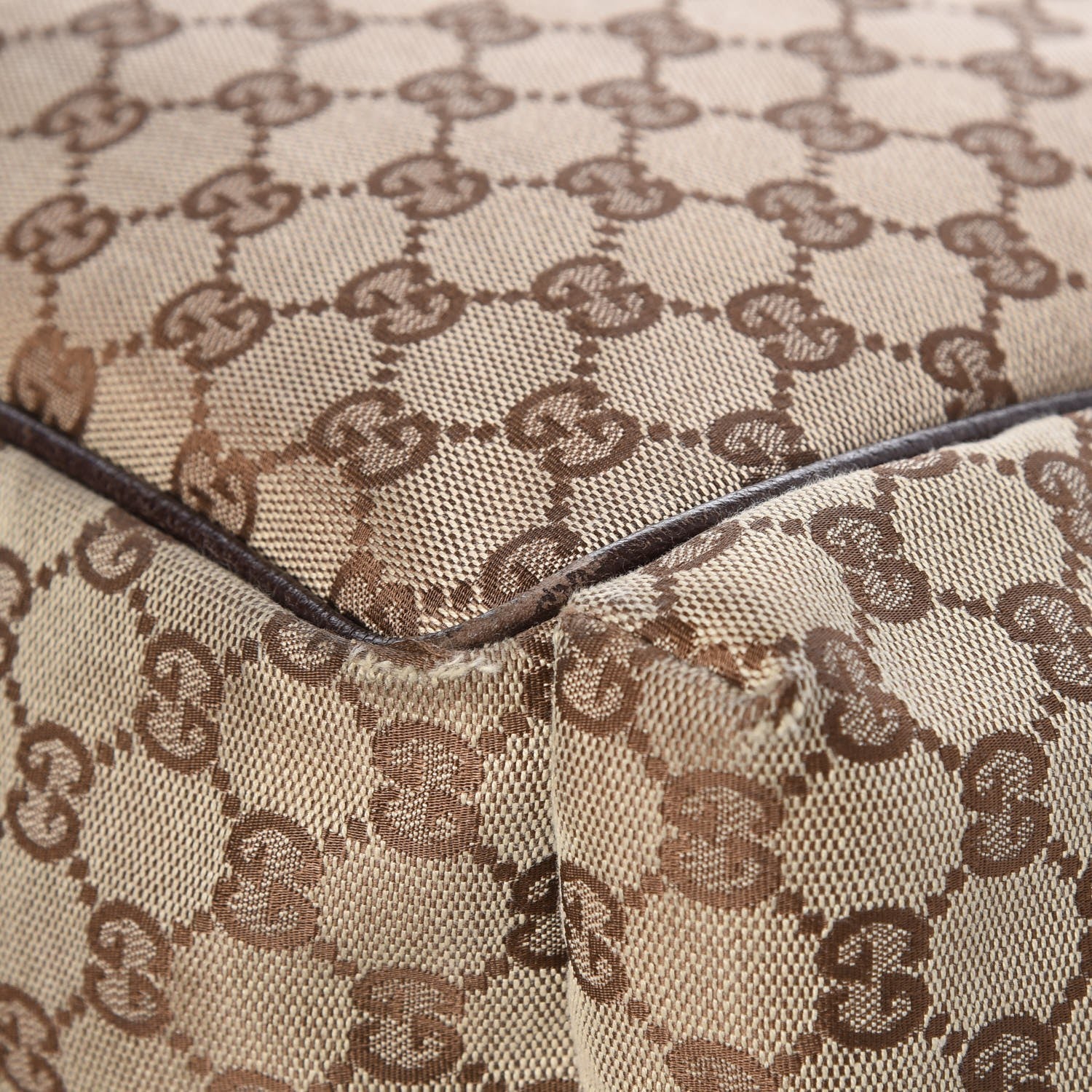 Gucci Monogram Natural Pigskin Large Diaper Bag Beige Ebony Cocoa Dark Chocolate 15 of 15