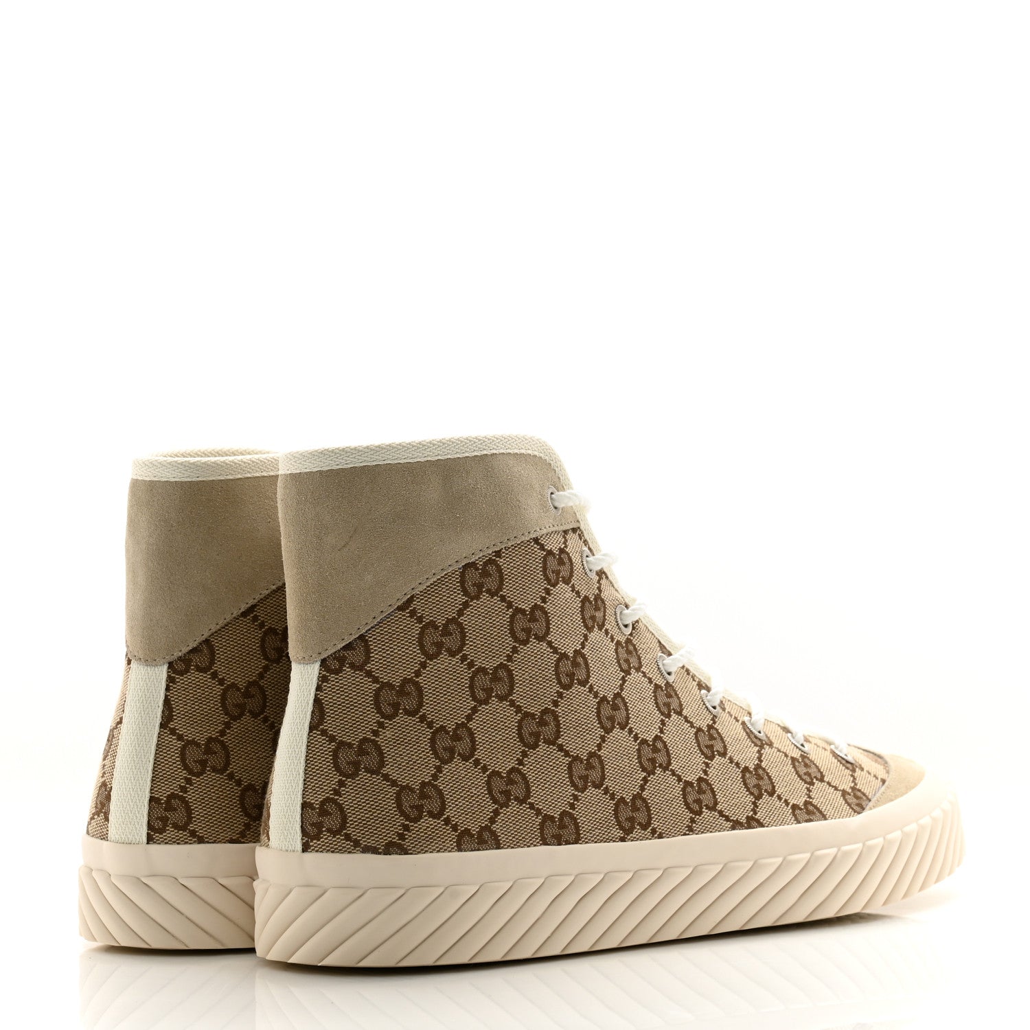 Gucci Monogram Suede Mens Tortuga High Top Sneakers 10 Beige Ebony Oatmeal Mystic White 4 of 9