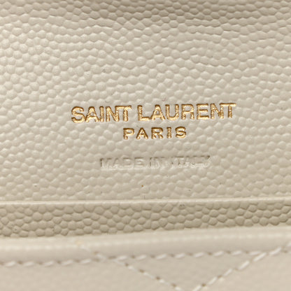 Saint Laurent Grain De Poudre Matelasse Chevron Small Monogram Envelope Wallet Crema Soft 6 of 9