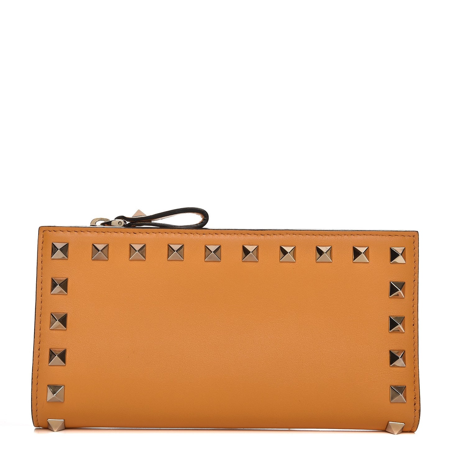 Calfskin Rockstud Continental Wallet Mandarin Sorbet