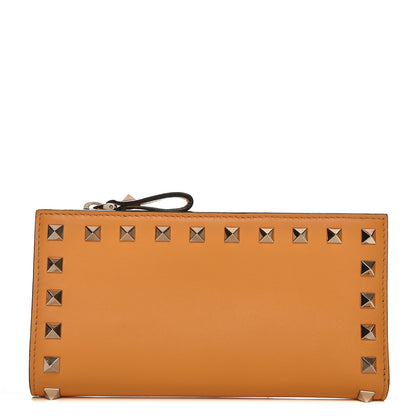 Valentino Garavani Calfskin Rockstud Continental Wallet Mandarin Sorbet 1 of 8