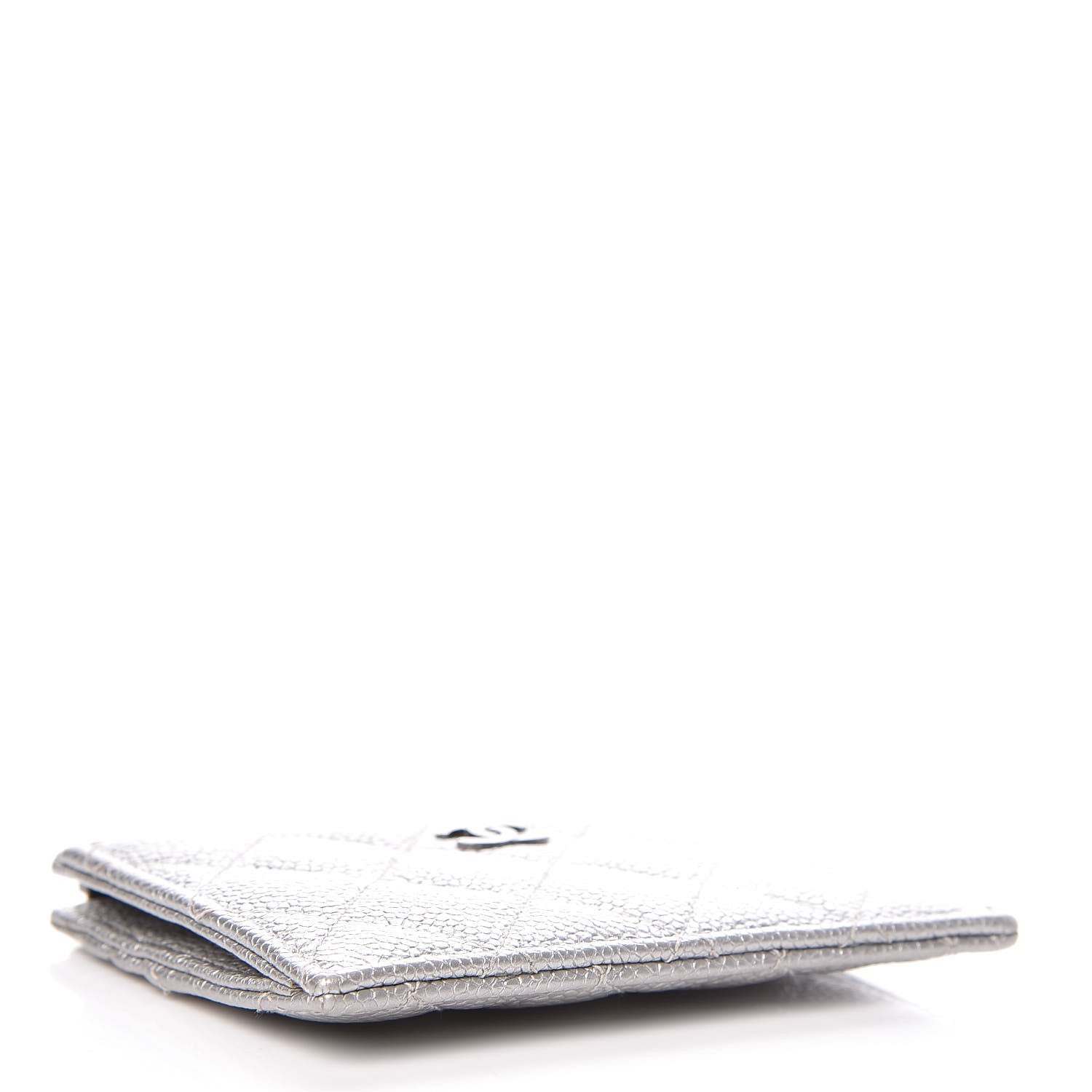 Chanel Metallic Caviar Quilted CC Zip Card Holder Silver 4 of 12