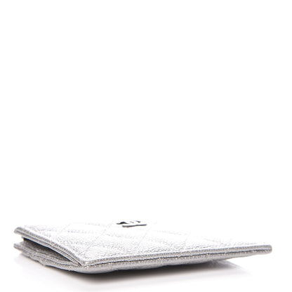 Chanel Metallic Caviar Quilted CC Zip Card Holder Silver 4 of 12