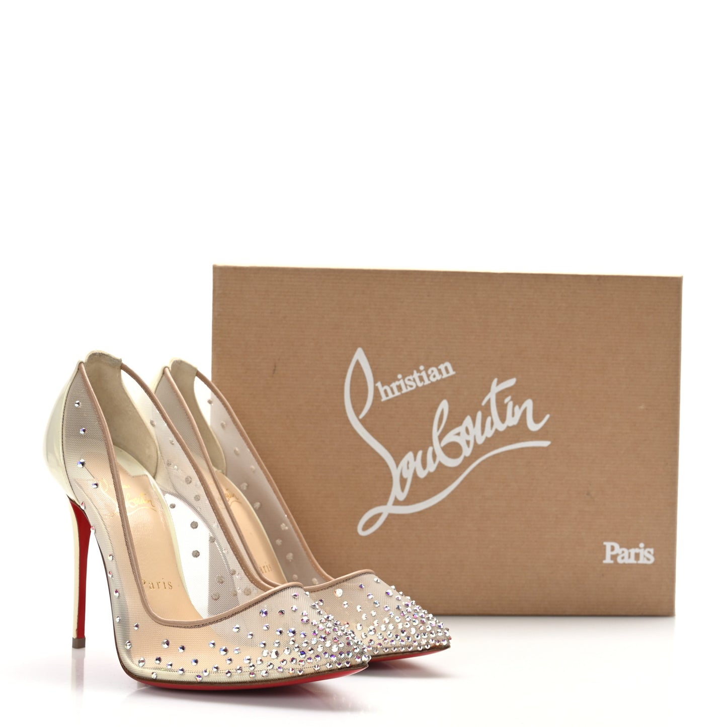 Metallic Nappa Crystal Strass Follies 100 Pumps 35.5 Ivory