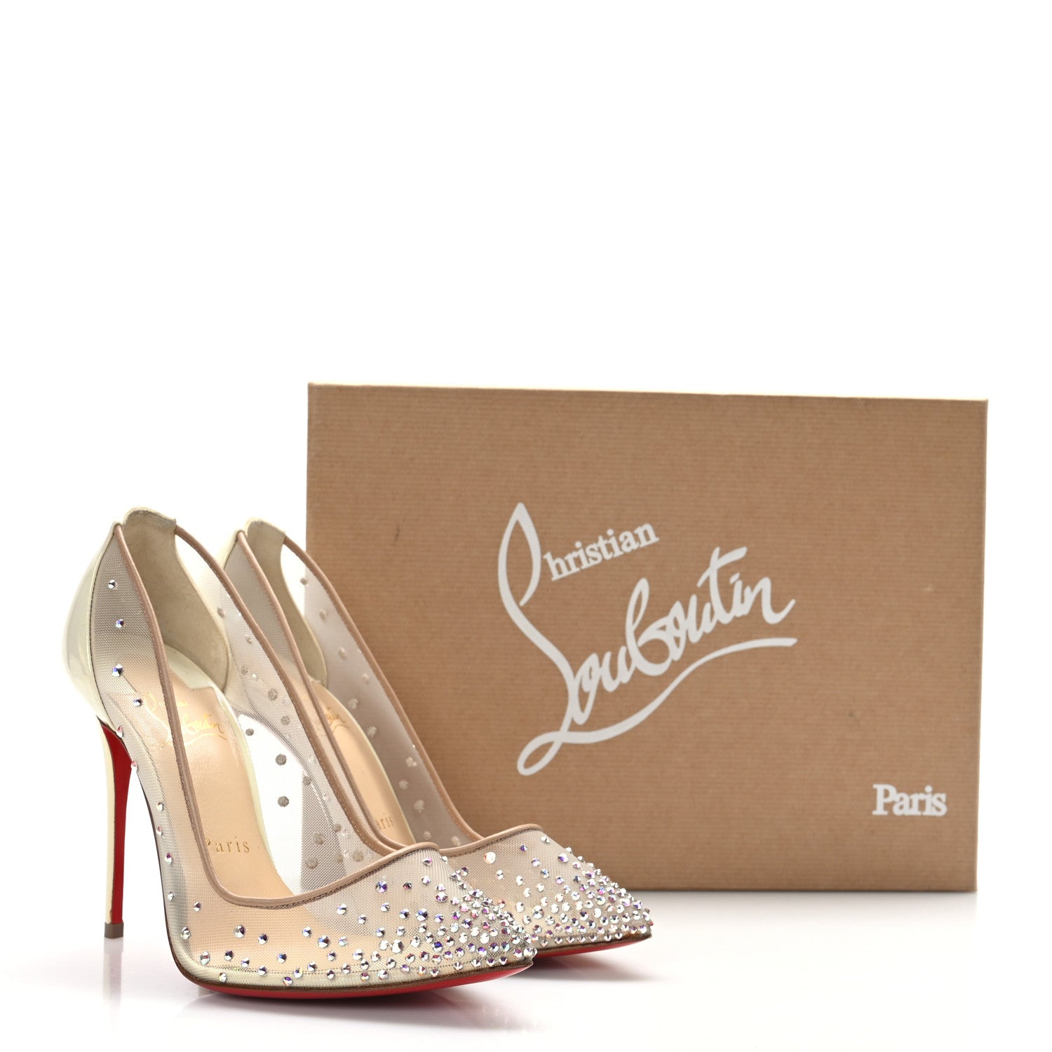 Christian Louboutin Metallic Nappa Crystal Strass Follies 100 Pumps 35.5 Ivory 8 of 8
