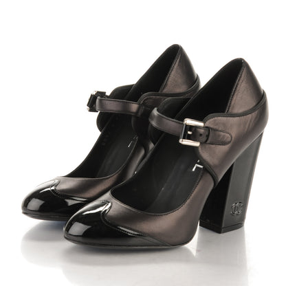 Chanel Calfskin Patent Chaus Ouvertes Mary Jane Pumps 36.5 Black 3 of 8