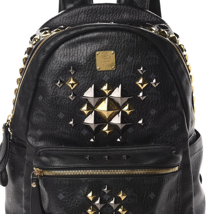 MCM Visetos Studded Colorblock Medium Stark Brock Backpack Black 7 of 13