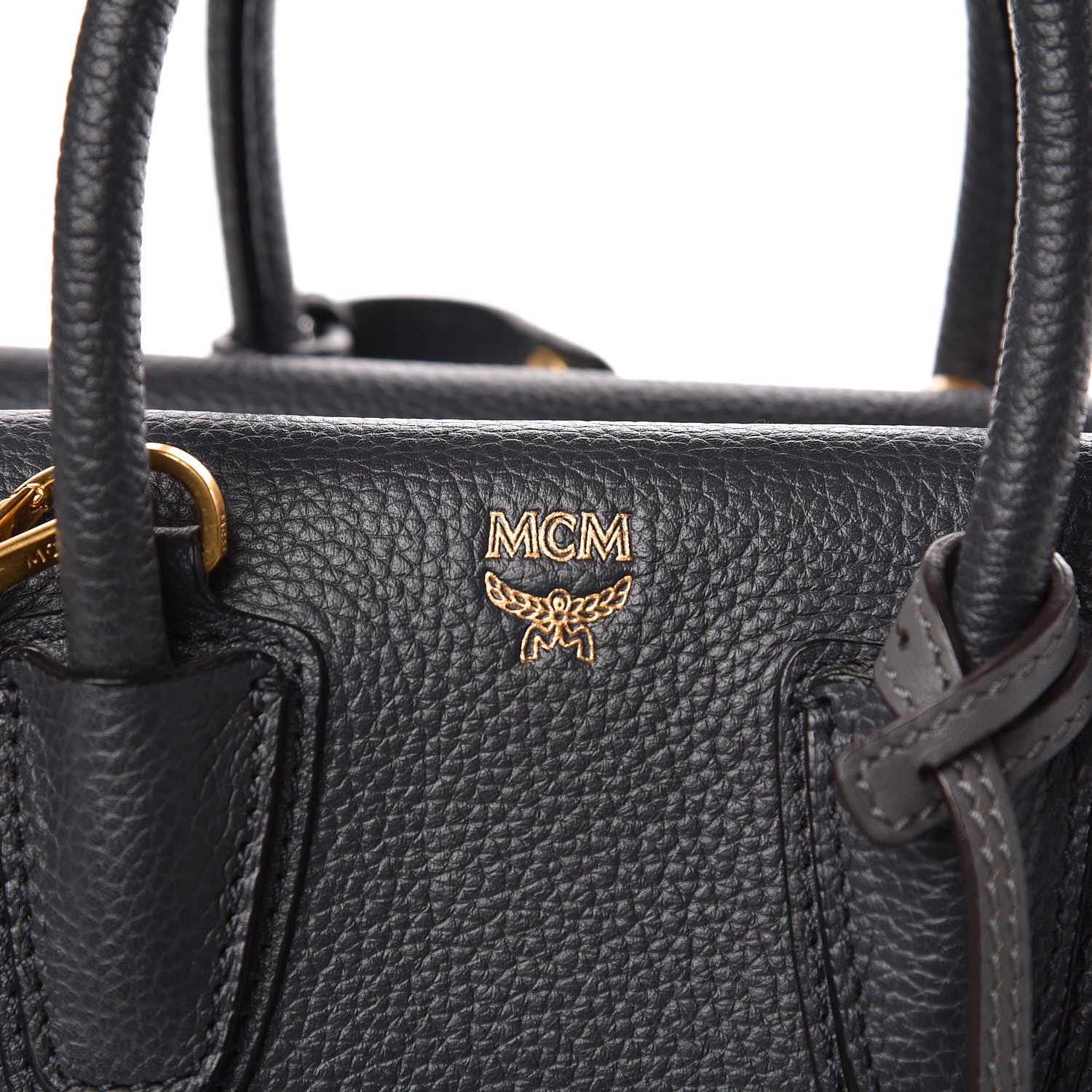 MCM Grained Calfskin Mini Milla Tote Phantom Grey 6 of 8