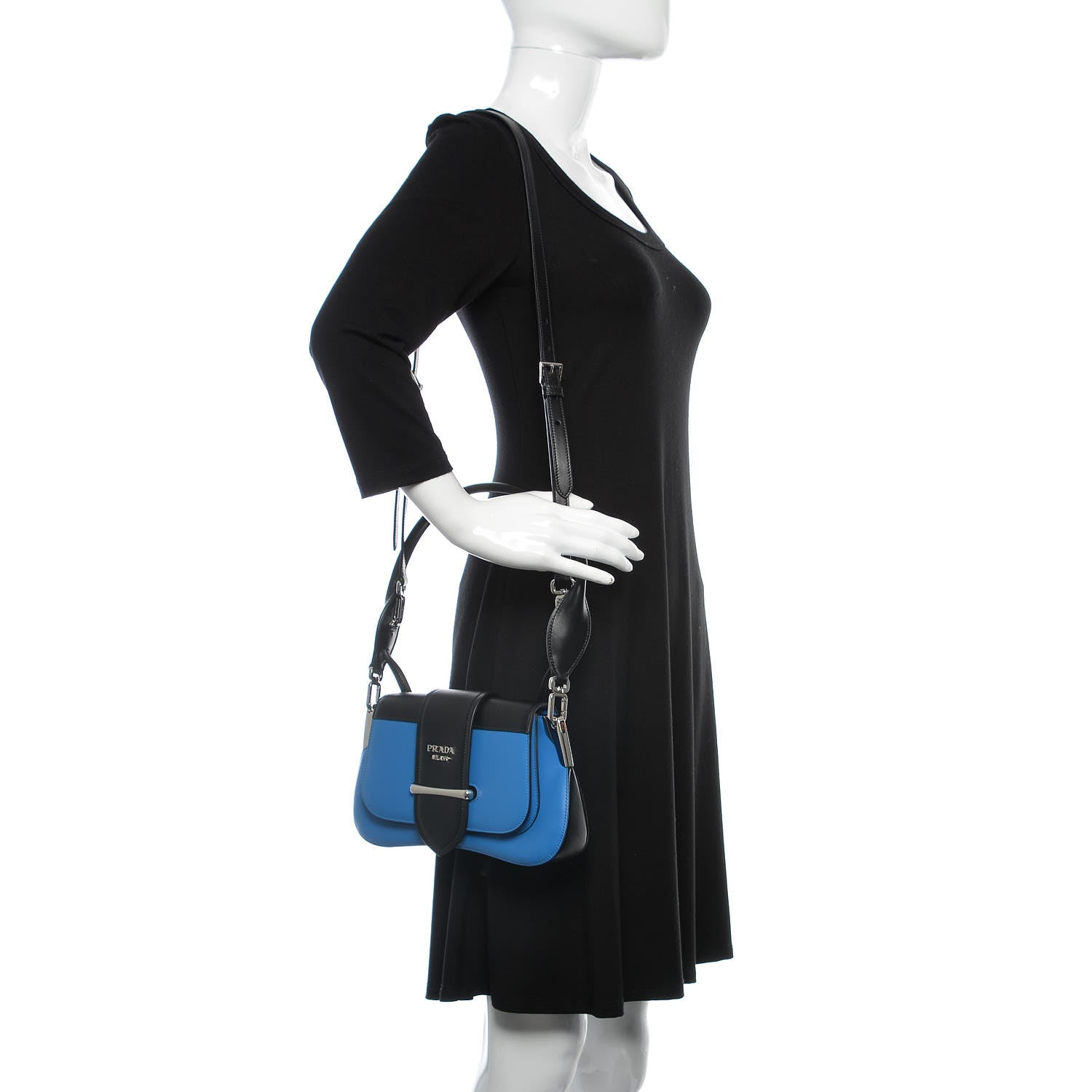 Prada City Calfskin Sidonie Shoulder Bag Marea Black 2 of 10