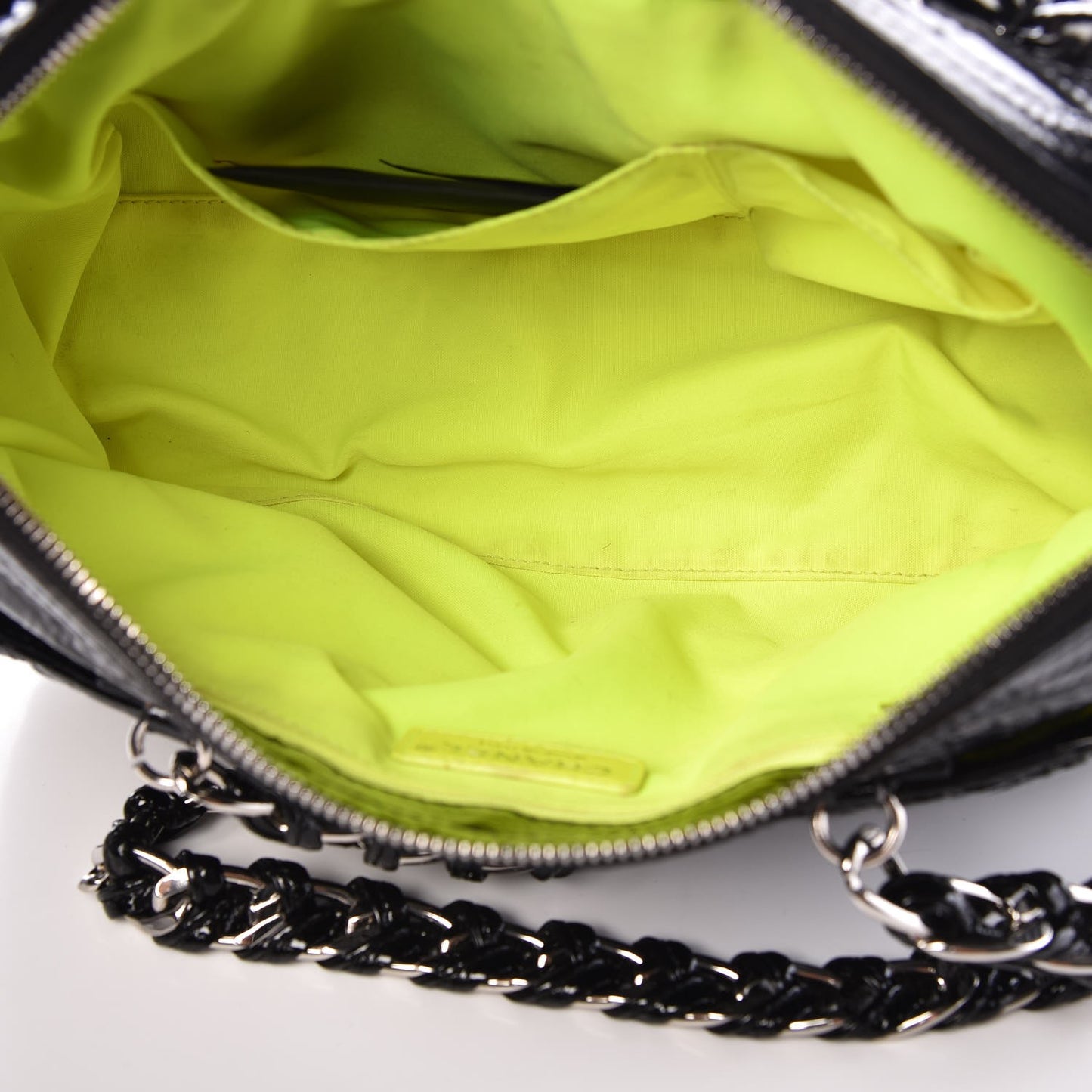 Patent Quilted Day Glo Flap Black