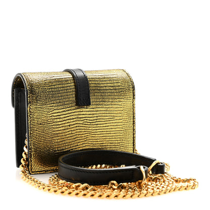 Saint Laurent Calfskin Lizard Embossed Monogram Chain Mini Candy Crossbody Gold 2 of 8
