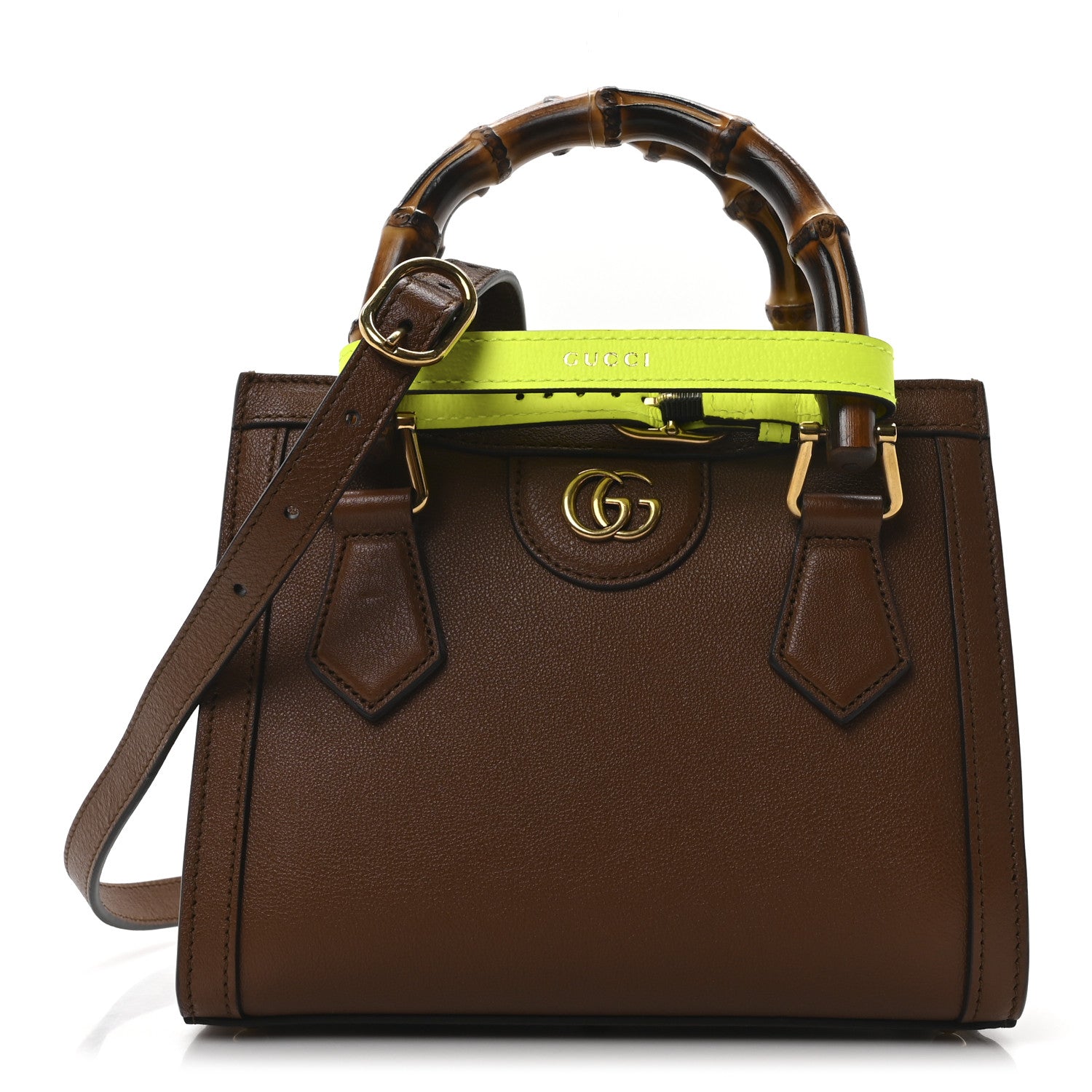 Gucci Wonka Grain Calfskin Mini Diana Tote Bag Cuir Yellow Fluo 1 of 10