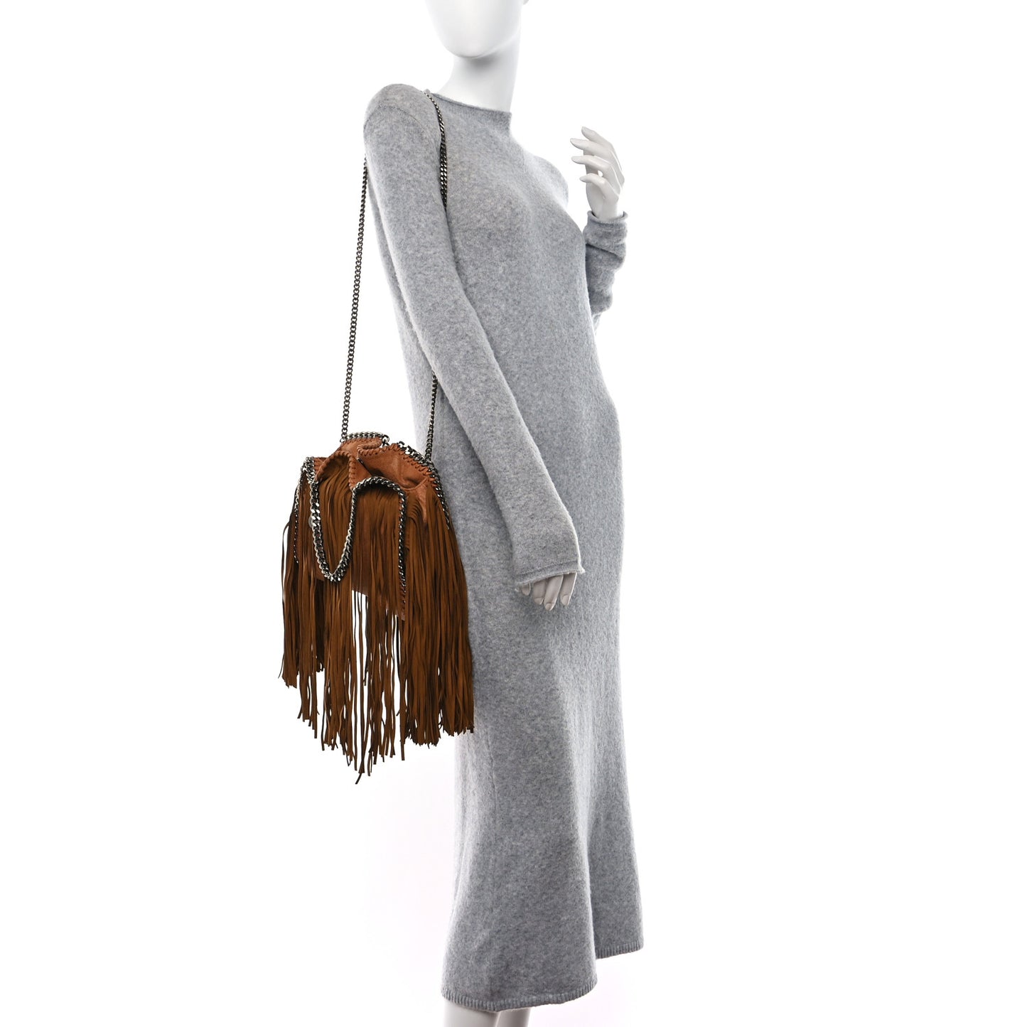 Shaggy Deer Fringe Mini Falabella Tote Brown