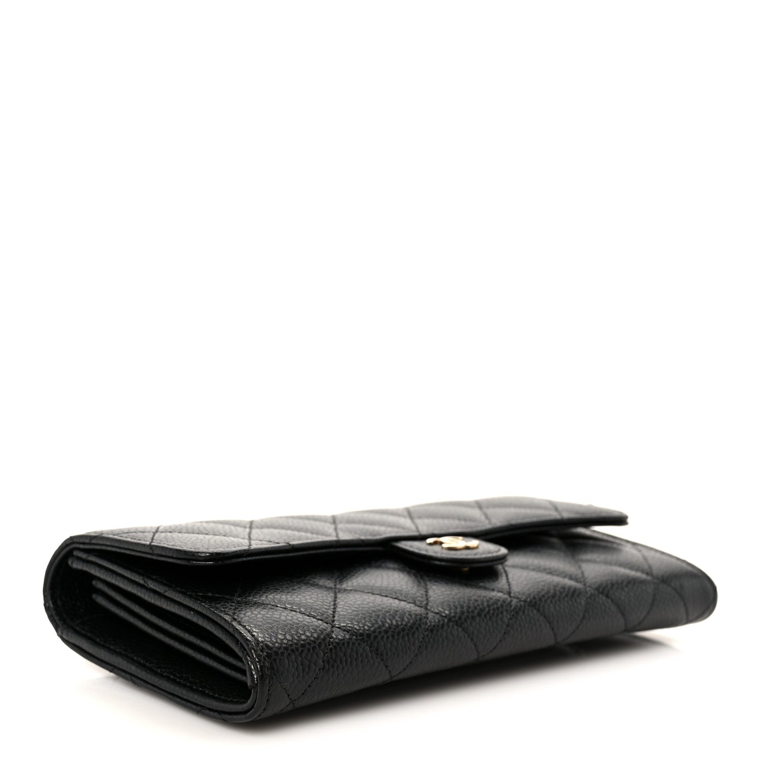 Chanel Caviar Quilted Large Gusset Flap Wallet Black 4 of 10