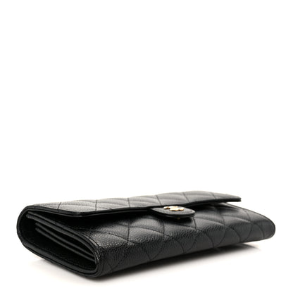 Chanel Caviar Quilted Large Gusset Flap Wallet Black 4 of 10
