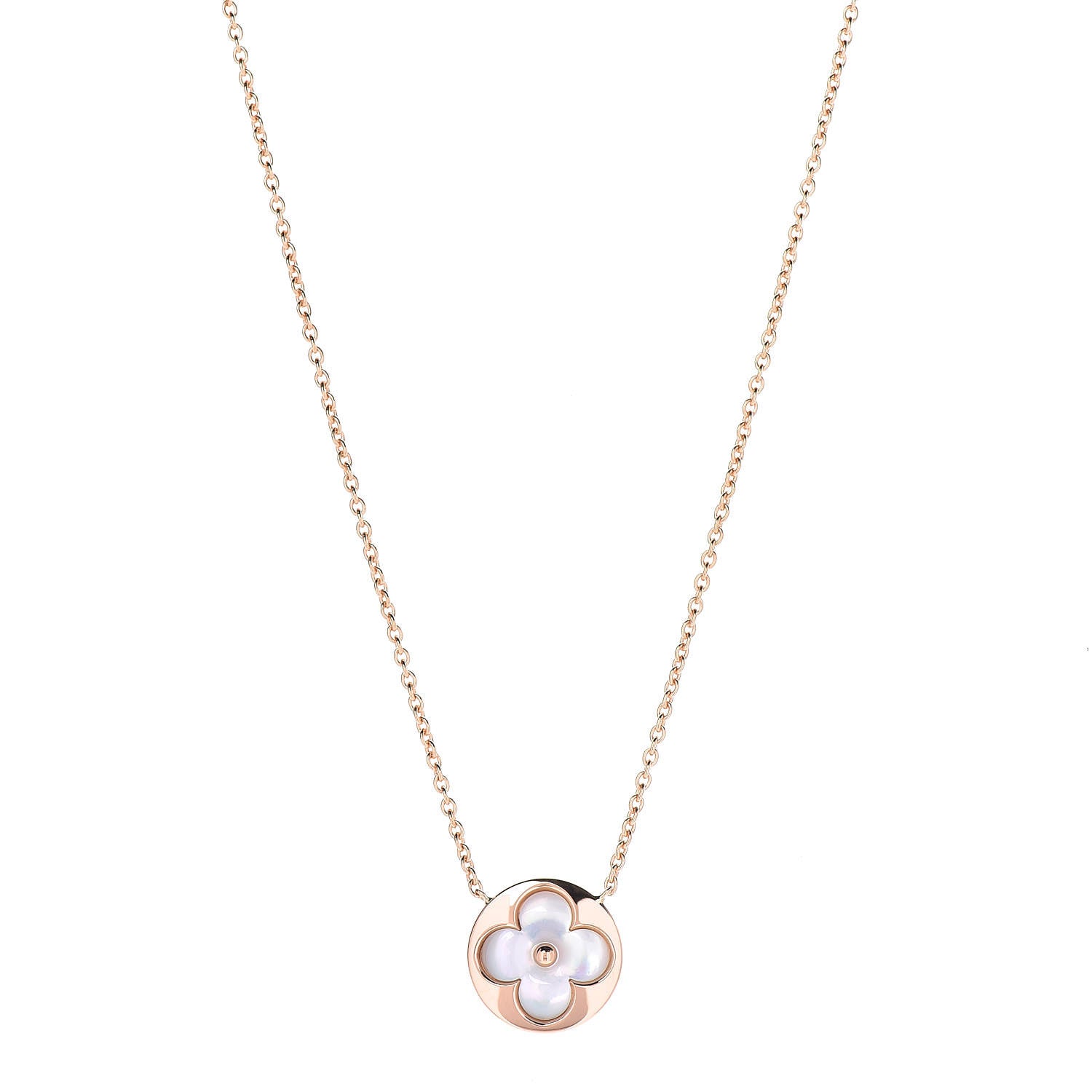 Louis Vuitton 18K Pink Gold Mother Of Pearl Blossom Sun Pendant Necklace 1 of 8