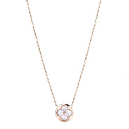 Louis Vuitton 18K Pink Gold Mother Of Pearl Blossom Sun Pendant Necklace 1 of 8