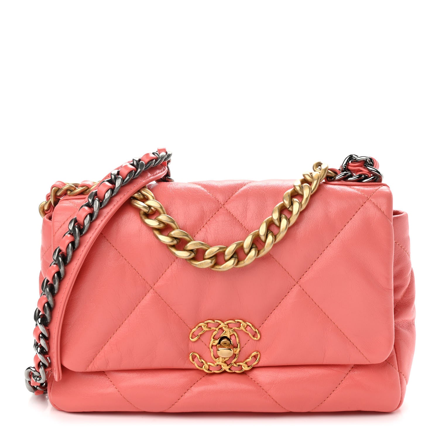 Chanel Goatskin Quilted Medium Chanel 19 Flap Pink 1 of 8
