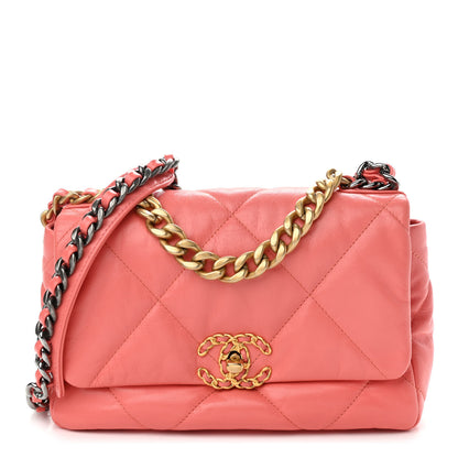 Chanel Goatskin Quilted Medium Chanel 19 Flap Pink 1 of 8