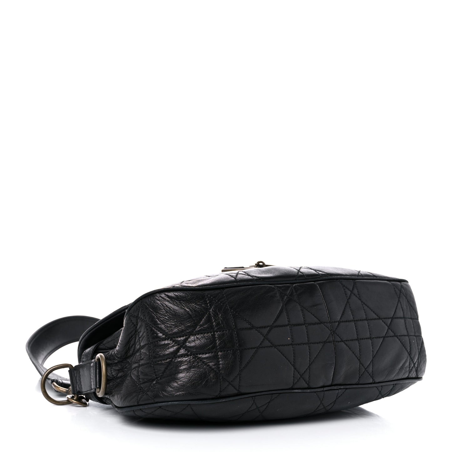 Lambskin Cannage Flap Messenger Bag Black