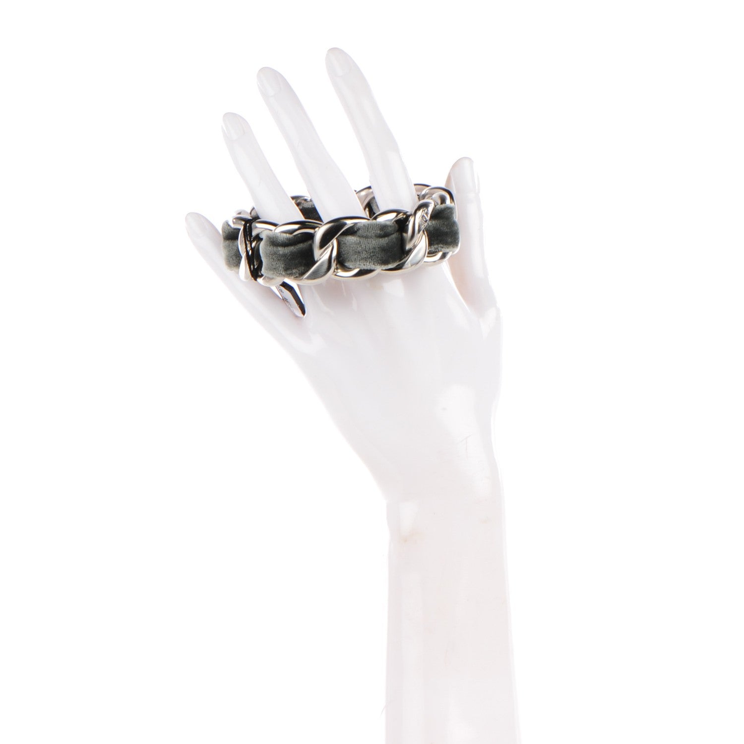 Chanel Velvet Chain Bangle Grey Silver 2 of 4