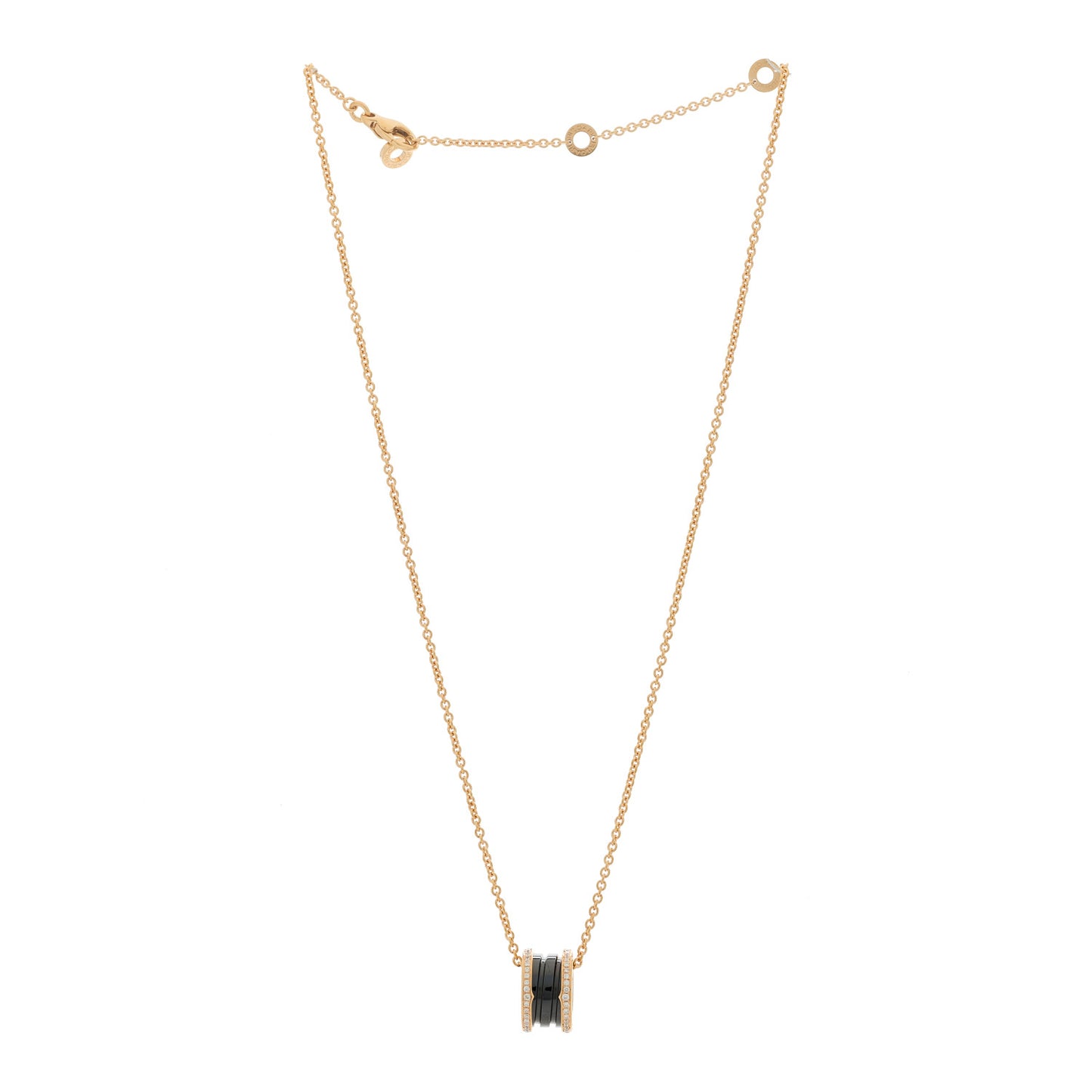 18K Rose Gold Black Ceramic Diamond B.Zero1 Pendant Necklace