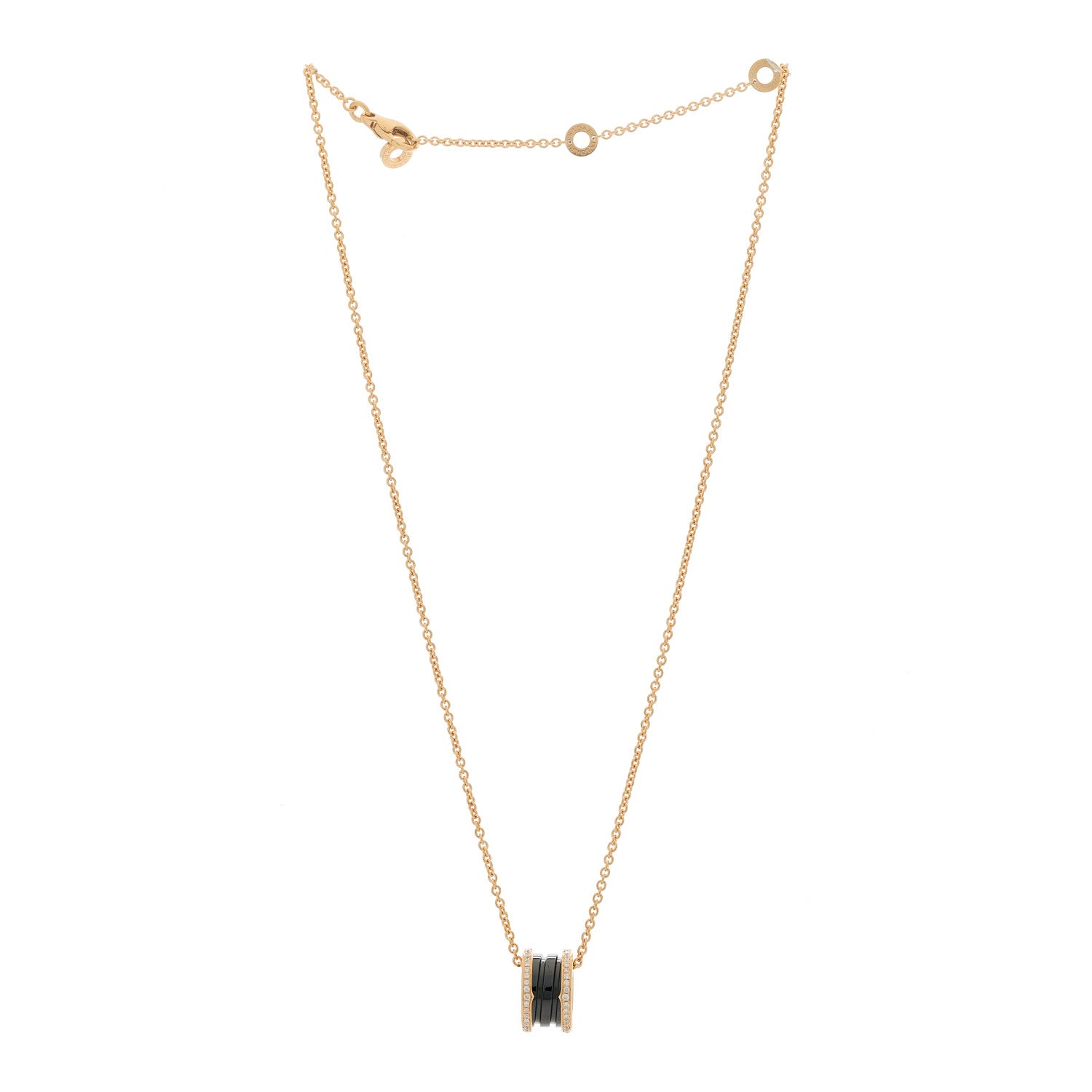 Bulgari 18K Rose Gold Black Ceramic Diamond B.Zero1 Pendant Necklace 3 of 6