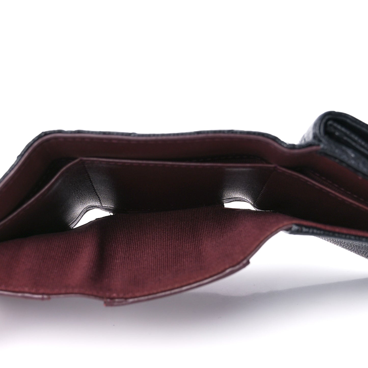 Caviar Quilted Tri-Fold Flap Wallet Black