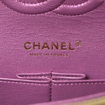 Chanel Iridescent Lambskin Quilted Medium Double Flap Purple 6 of 11