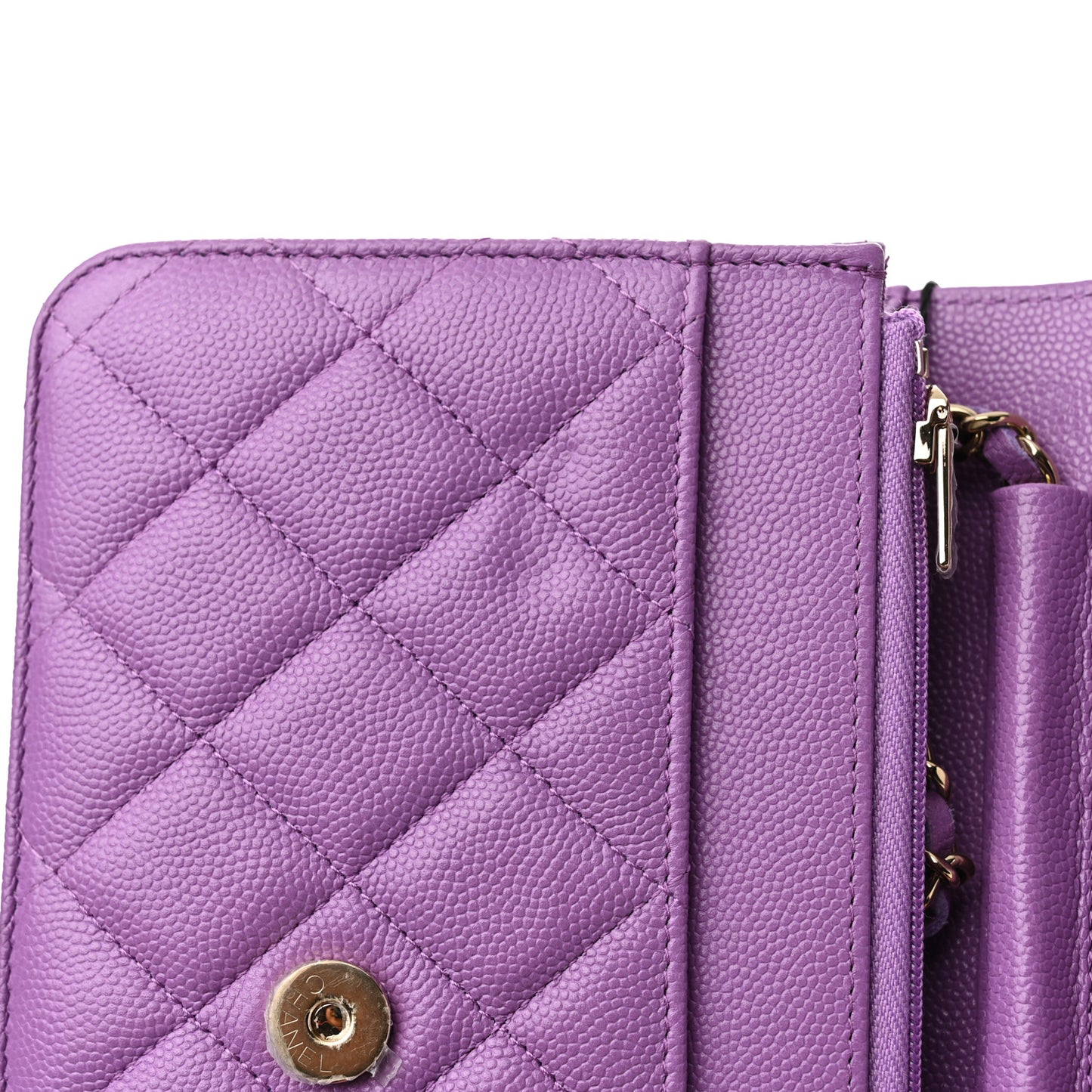 Caviar Quilted Wallet On Chain WOC Purple