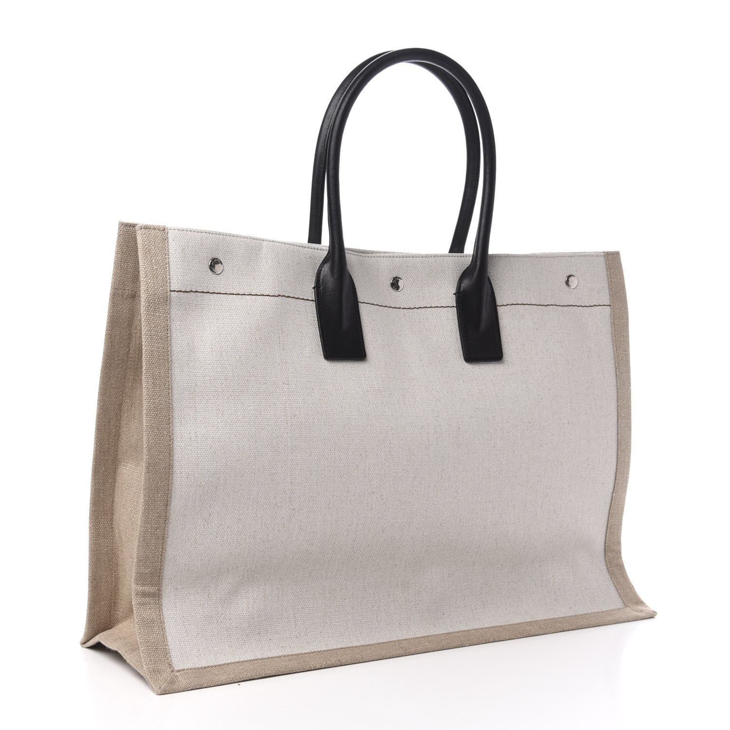 Saint Laurent Linen Calfskin Rive Gauche Tote Optic White 3 of 11