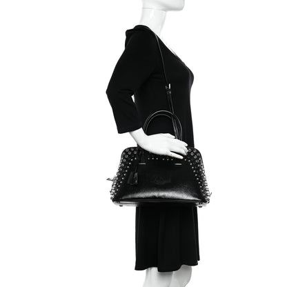 Prada Saffiano Vernice Small Crystal Pyramid Bag Black 2 of 9