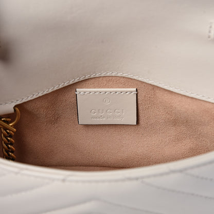 Gucci Calfskin Matelasse Super Mini GG Marmont Shoulder Bag White 6 of 11