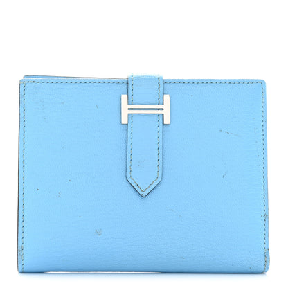 Hermes Chevre Mysore Bearn Compact Wallet Celeste 1 of 17