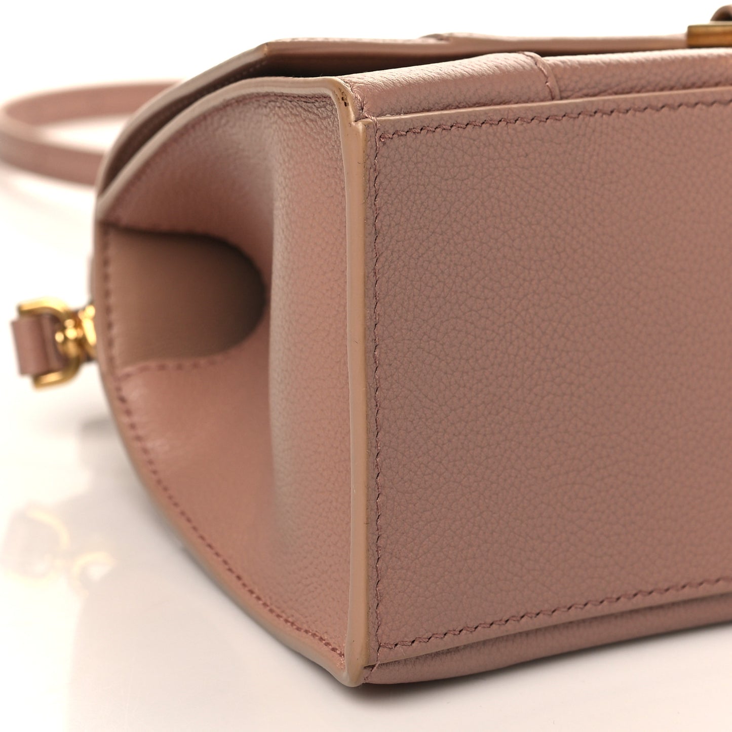 Grained Calfskin Small Hourglass Top Handle Bag Nude Beige
