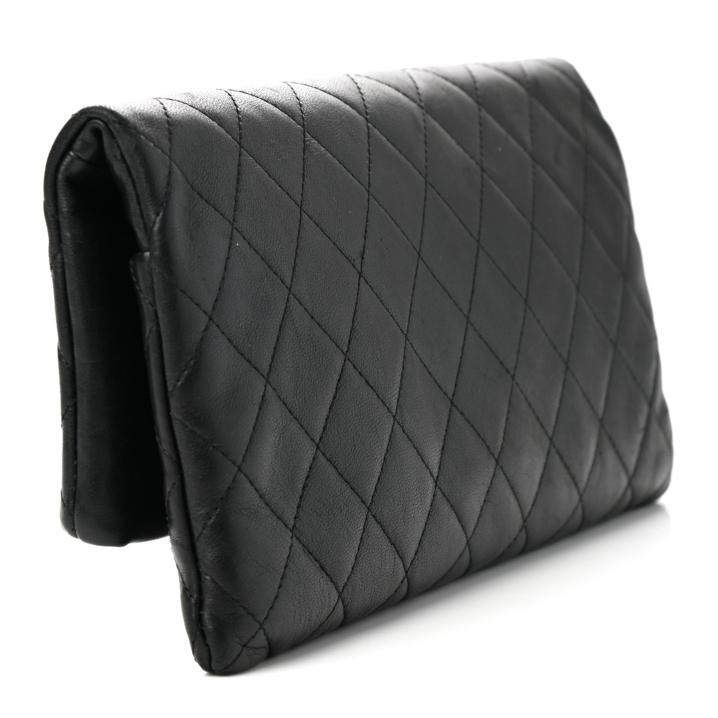 Lambskin Quilted CC Beauty Clutch Black