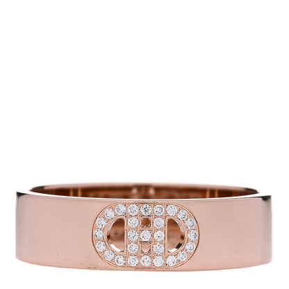 Hermes 18K Rose Gold Diamond PM H D'Ancre Ring 57 8 1 of 5