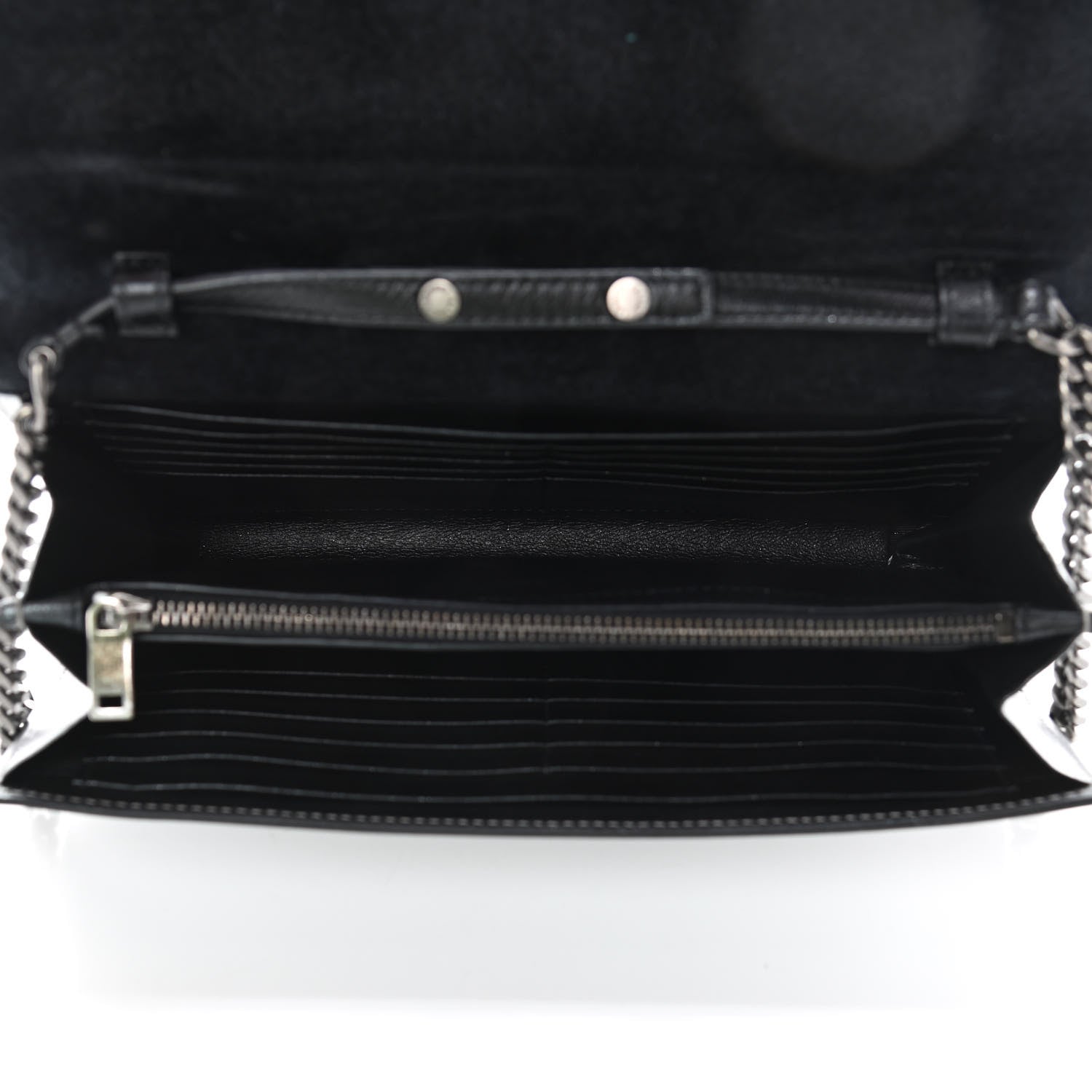 Saint Laurent Metallic Calfskin Monogram Chain Wallet Argento 4 of 10