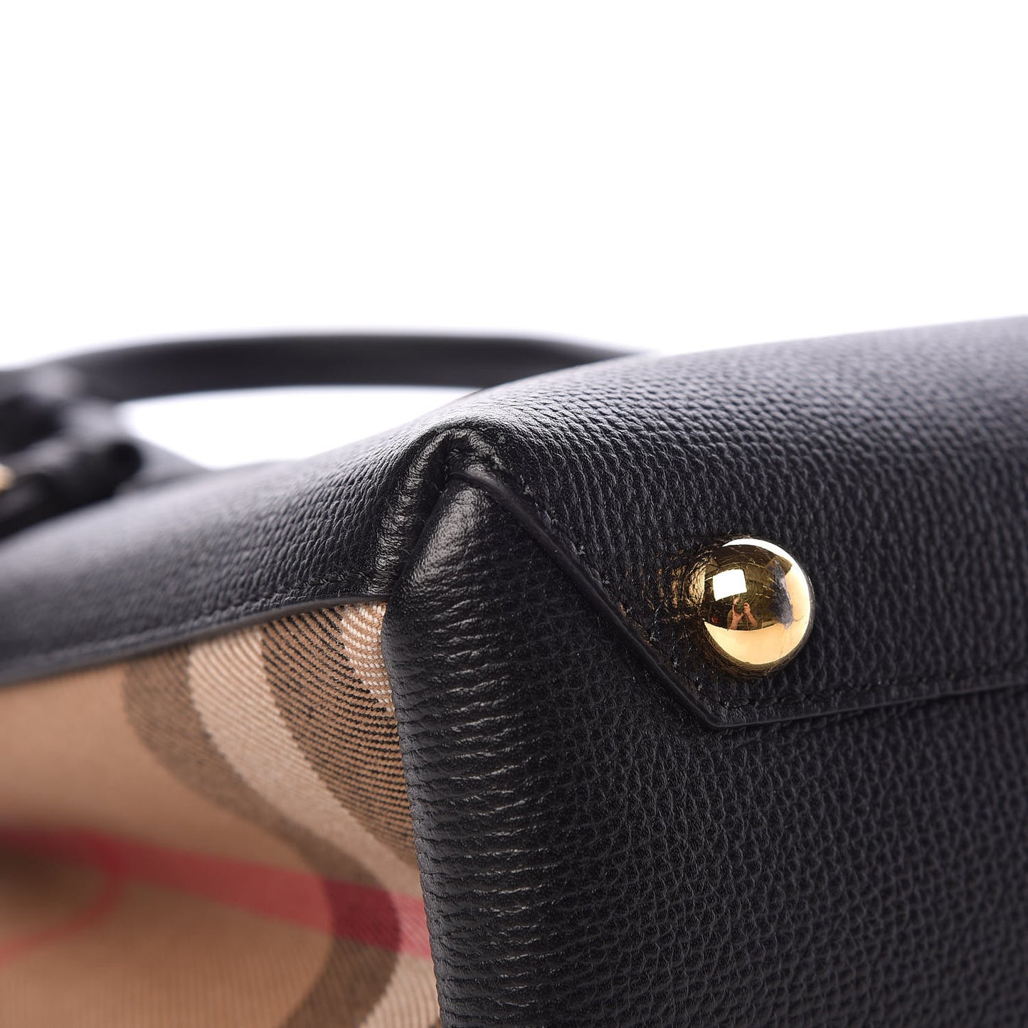 Grainy Calfskin House Check Small Banner Tote Black
