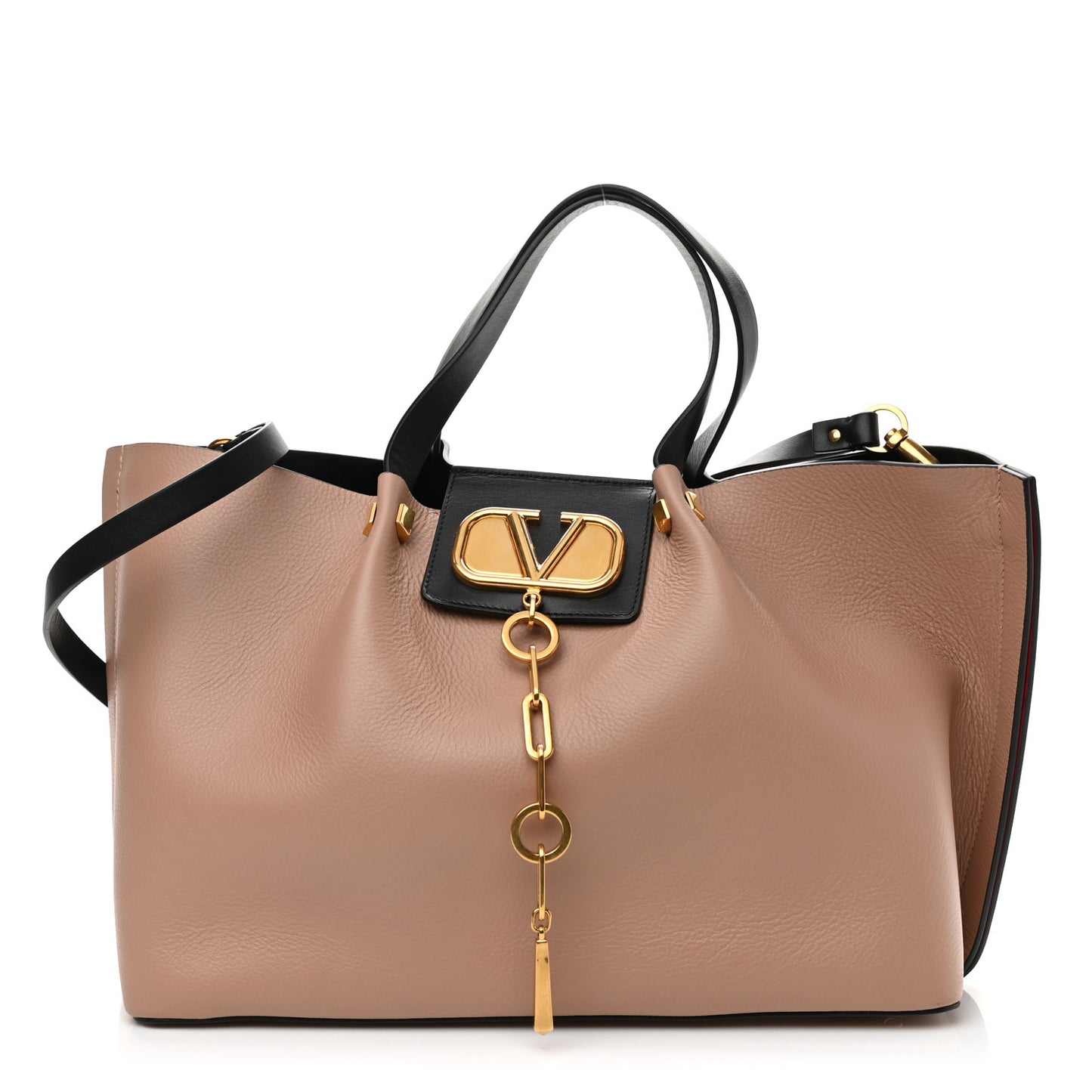Calfskin Medium VLogo Escape Shopper Rose Cannelle