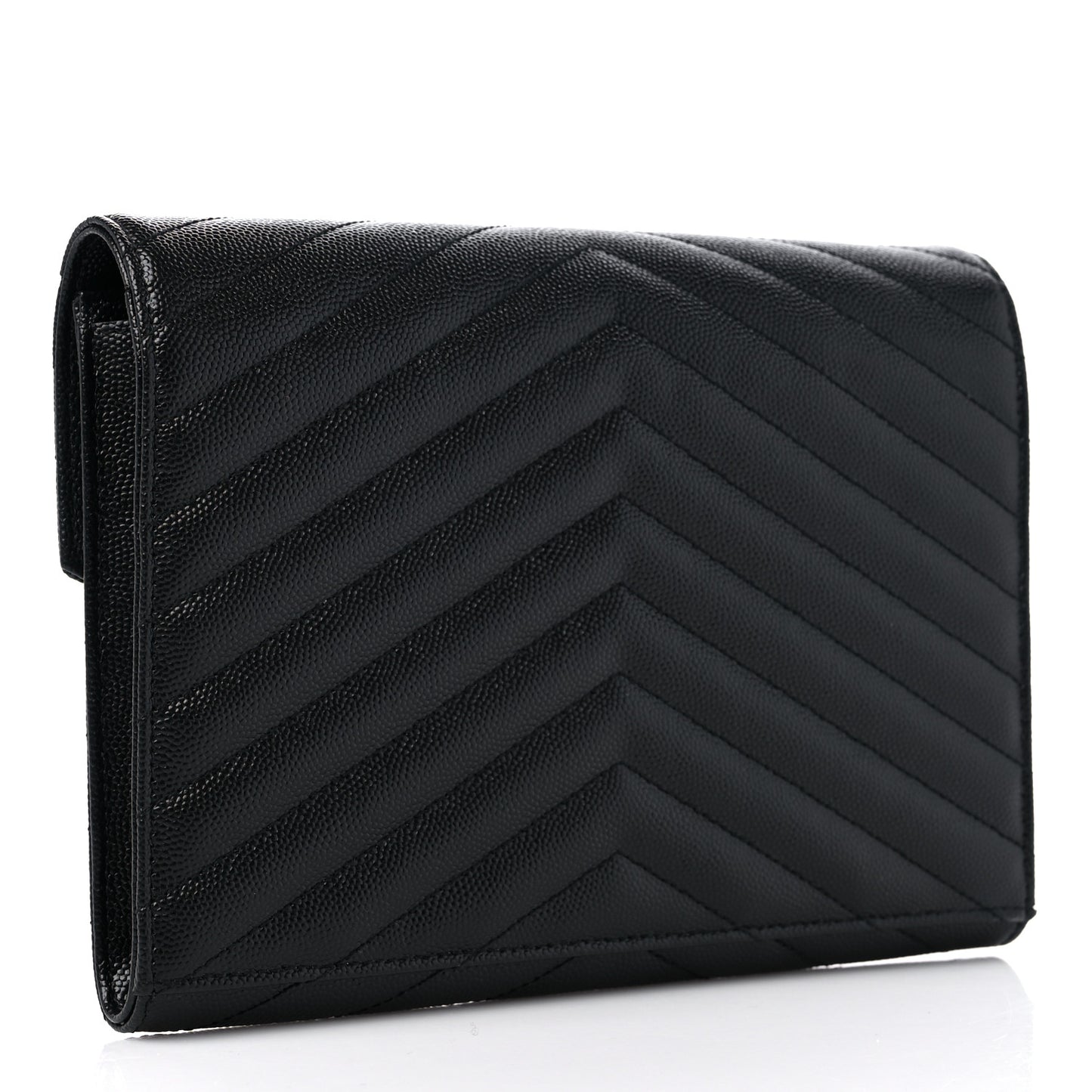 Grain De Poudre Matelasse Chevron Monogram Envelope Clutch Black
