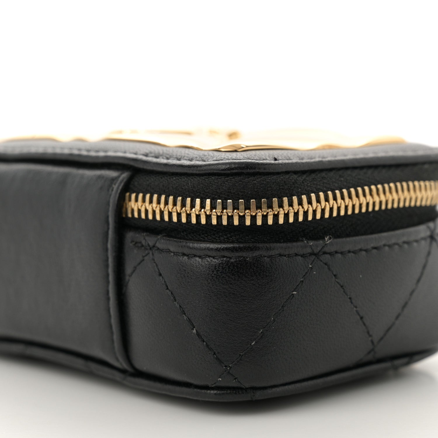 Chanel Lambskin Quilted Mini Golden Plate Clutch With Chain Black 9 of 10