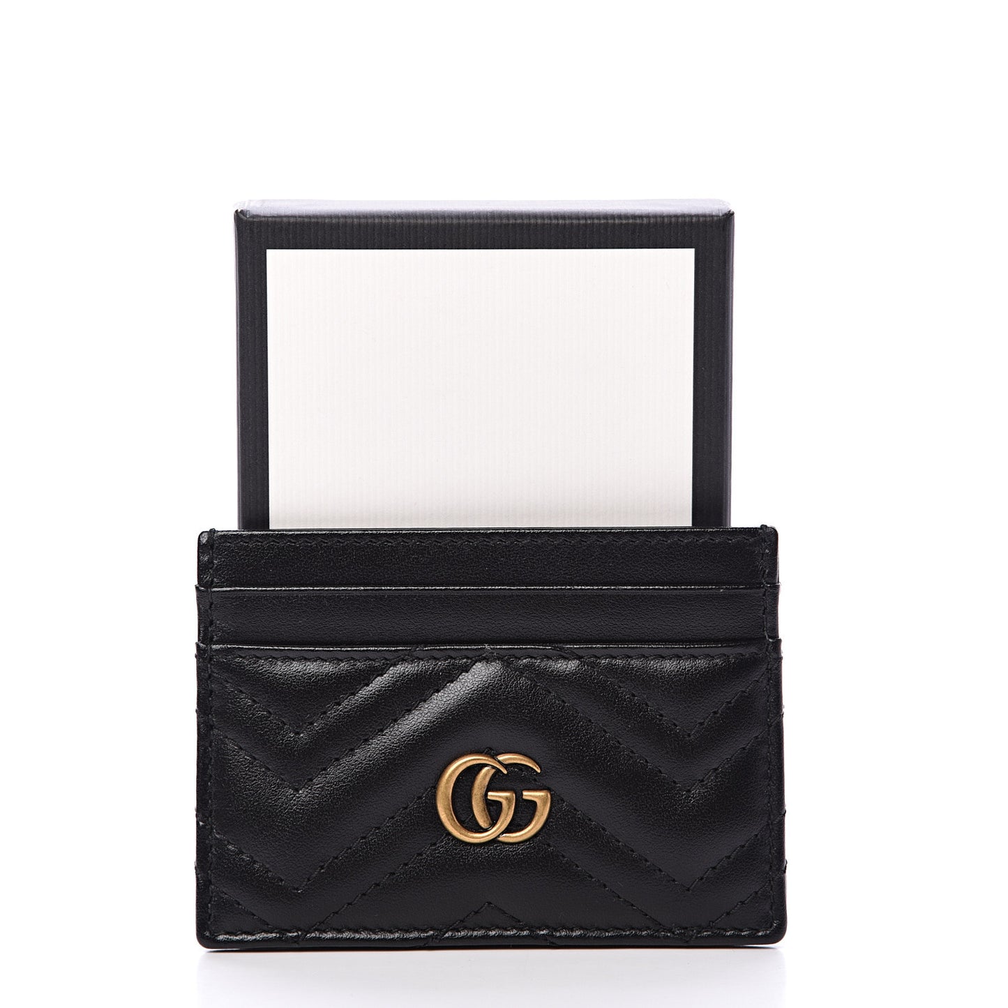 Calfskin Matelasse GG Marmont Card Holder Black