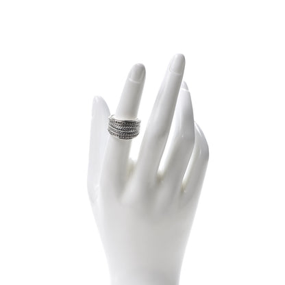 David Yurman Sterling Silver Diamond 14mm Wheaton Band Ring 52 6 2 of 4