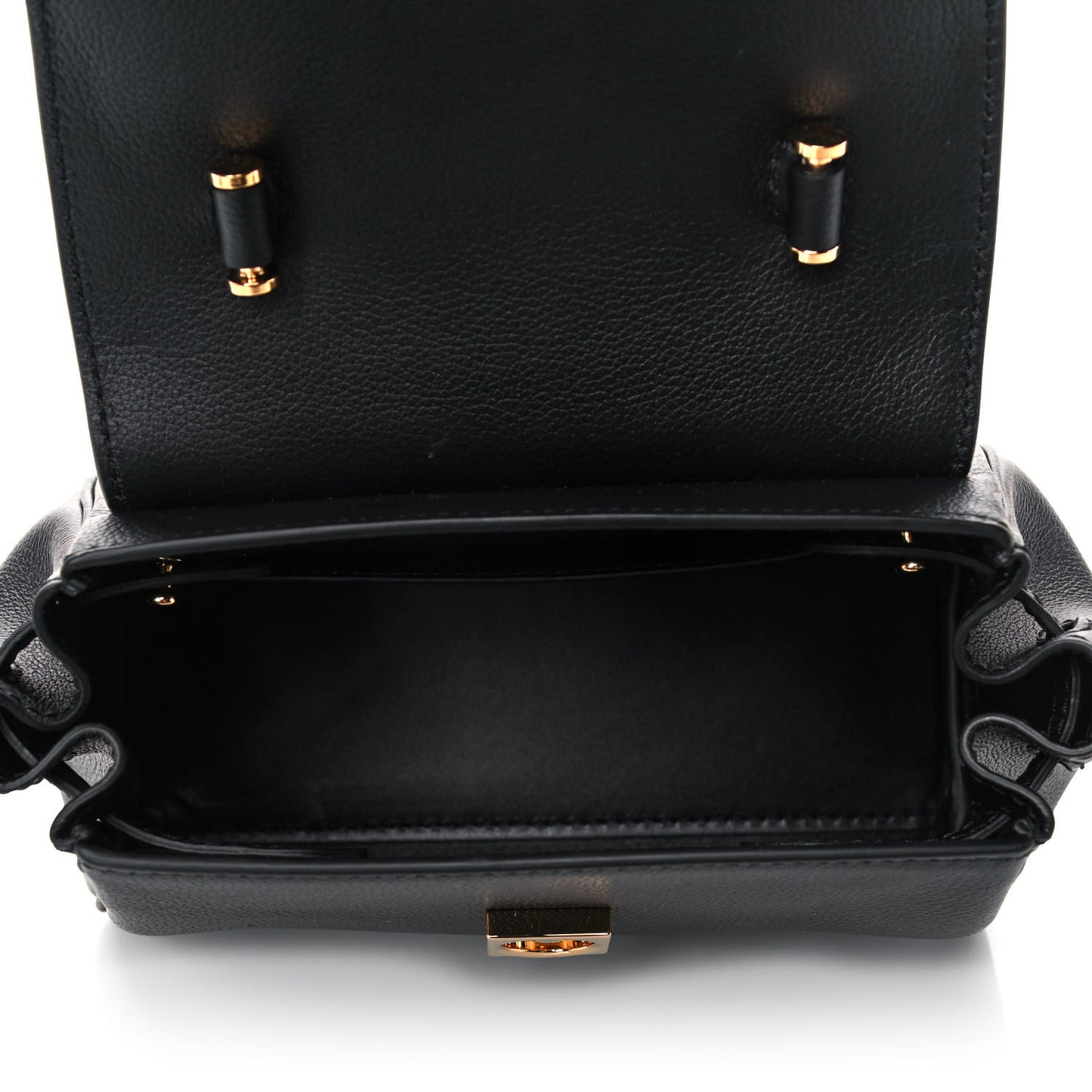 Grained Calfskin Small La Medusa Top Handle Bag Black