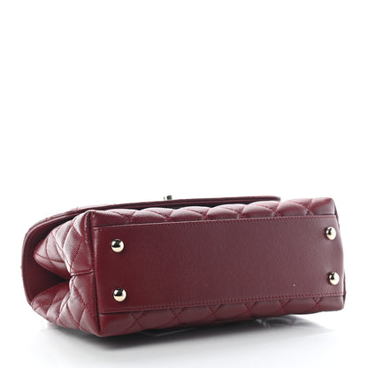 Chanel Caviar Lizard Embossed Quilted Mini Coco Handle Flap Burgundy 4 of 9