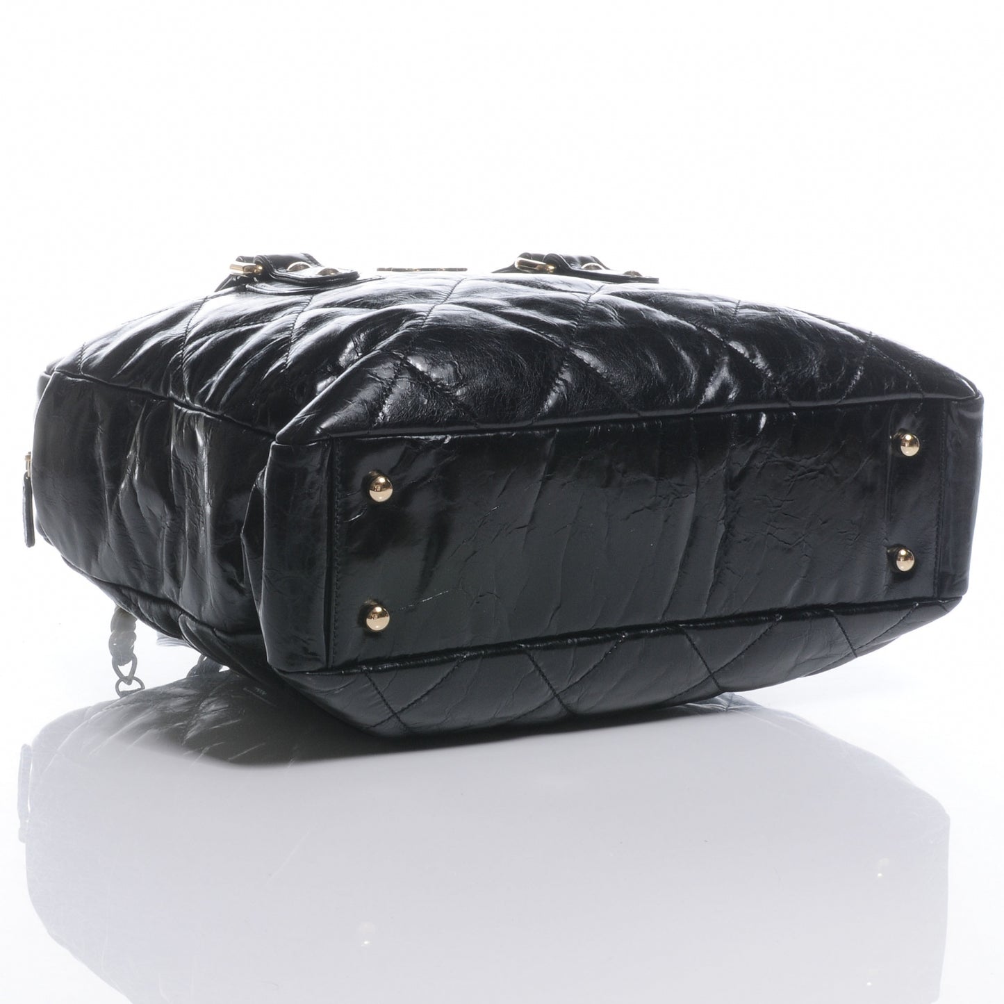 Glazed Calfskin Portobello Tote Black