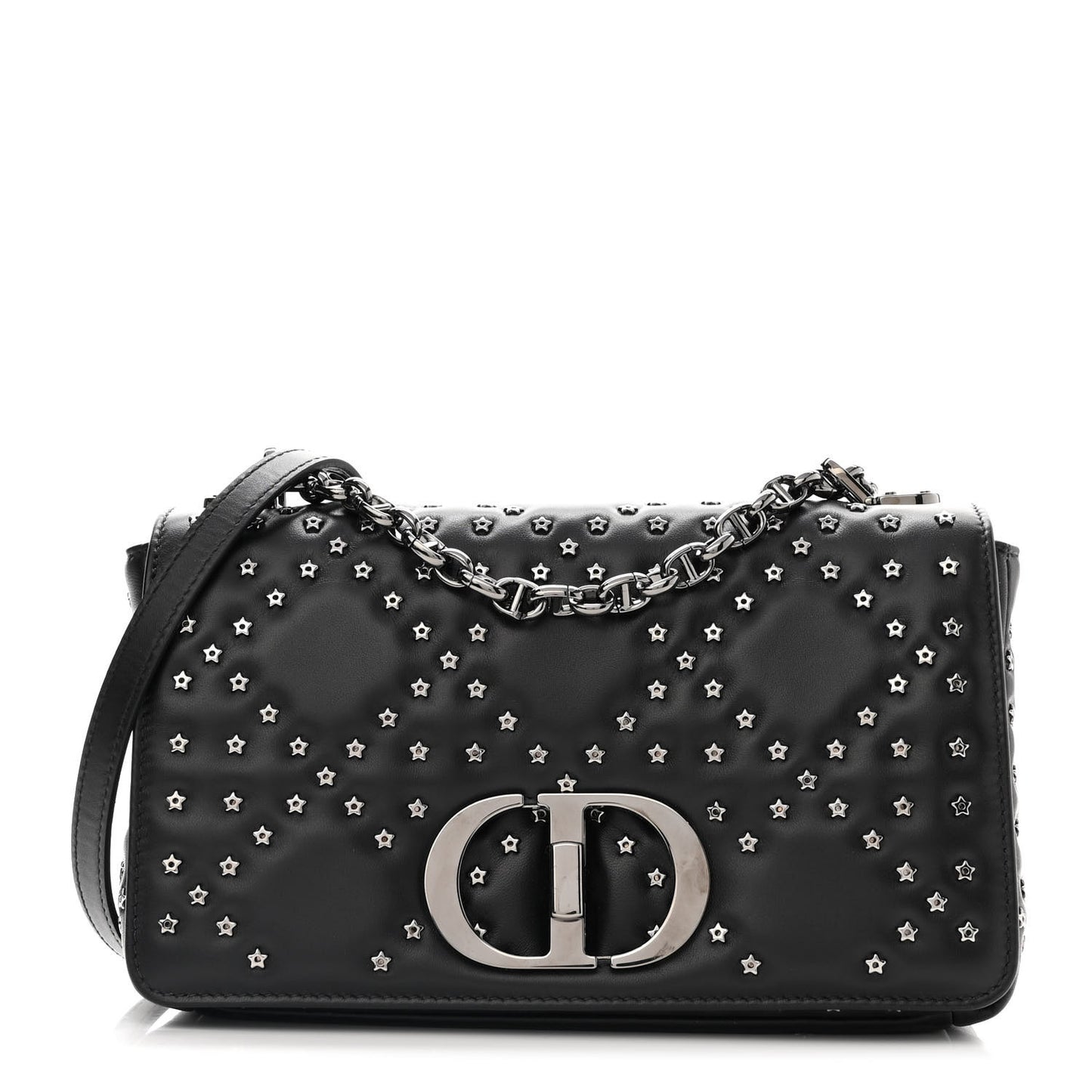 Calfskin Lucky Star Macrocannage Medium Caro Bag Black