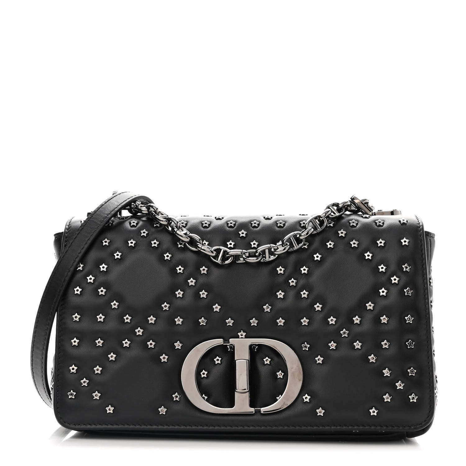 Christian Dior Calfskin Lucky Star Macrocannage Medium Caro Bag Black 1 of 10